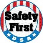 NMC - Safety First USA, Hard Hat Label - Round, Red, White, Blue & Black on White, 0.004" Thick, Indoor or Outdoor, Adhesive Backed, For Accident Prevention - Makers Industrial Supply