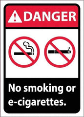 NMC - "Danger - No Smoking or E-Cigarettes", 10" Long x 14" Wide, Pressure-Sensitive Vinyl Safety Sign - Rectangle, Use for Smoking Regulations - Makers Industrial Supply