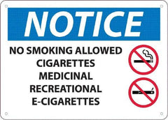 NMC - "No Smoking Allowed, Cigarettes, Medicinal,Recreational,E-Cigs", 10" Long x 14" Wide, Rigid Plastic Safety Sign - Rectangle, 0.05" Thick, Use for Smoking Regulations - Makers Industrial Supply