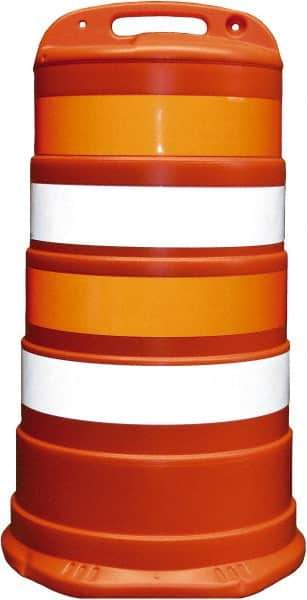 PRO-SAFE - 40" High x 36" Wide Reflective Channelizer Drum - High Density Polyethylene (HDPE), 10 Lbs, Orange - Makers Industrial Supply