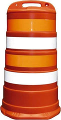 PRO-SAFE - 40" High x 36" Wide Reflective Channelizer Drum - High Density Polyethylene (HDPE), 10 Lbs, Orange - Makers Industrial Supply