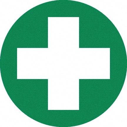 NMC - First Aid Cross Graphic, Hard Hat Label - White on Green, 0.045" Thick, For Certified Operator - Makers Industrial Supply