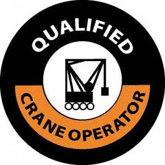 NMC - Qualified Crane Operator, Hard Hat Label - Black/Orange/White, 0.045" Thick, For Accident Prevention - Makers Industrial Supply