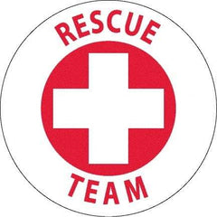 NMC - Rescue Team, Hard Hat Label - Red on White, 0.045" Thick, For Accident Prevention - Makers Industrial Supply