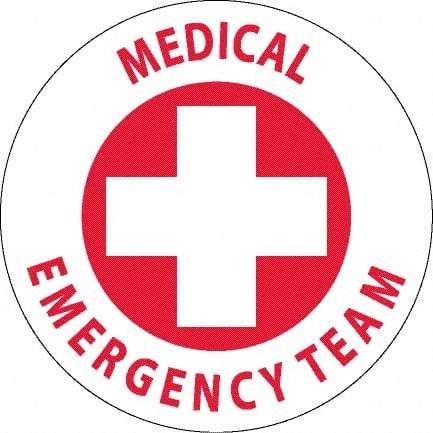 NMC - Medical Emergency Team, Hard Hat Label - Red on White, 0.045" Thick, For Accident Prevention - Makers Industrial Supply