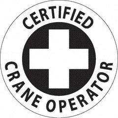 NMC - Certified Crane Operator, Hard Hat Label - Black on White, 0.045" Thick, For Accident Prevention - Makers Industrial Supply