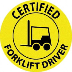 NMC - Certified Forklift Driver, Hard Hat Label - Black on Yellow, 0.045" Thick, For Accident Prevention - Makers Industrial Supply