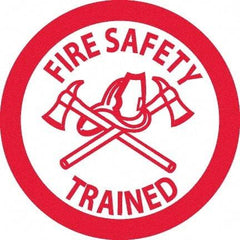 NMC - Fire Safety Trained, Hard Hat Label - Red on White, 0.045" Thick, For Accident Prevention - Makers Industrial Supply