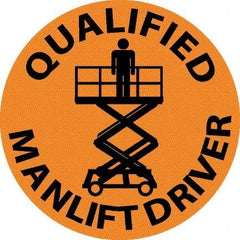 NMC - Qualified Man Lift Driver, Hard Hat Label - Black on Orange, 0.045" Thick, For Accident Prevention - Makers Industrial Supply