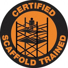 NMC - Certified Scaffold Trained, Hard Hat Label - Black on Orange, 0.045" Thick, For Certified Operator - Makers Industrial Supply