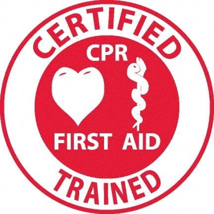 NMC - Certified CPR First Aid Trained, Hard Hat Label - Red on White, 0.045" Thick, For Accident Prevention - Makers Industrial Supply