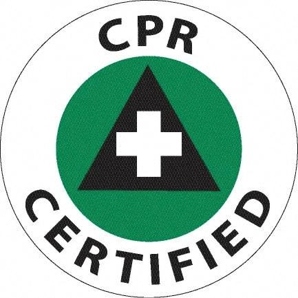 NMC - CPR Certified, Hard Hat Label - Green & Black on White, 0.045" Thick, For Accident Prevention - Makers Industrial Supply