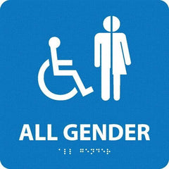 NMC - "All Gender", 8" Long x 8" Wide, Gravoply (Engraved) Safety Sign - Square, 0.25" Thick, Use for Restroom, Janitorial & Housekeeping - Makers Industrial Supply