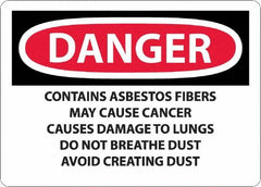 NMC - "Danger - Contains Asbestos Fibers", 10" Long x 14" Wide, Aluminum Safety Sign - Rectangular, 0.04" Thick, Use for Hazardous Materials - Makers Industrial Supply