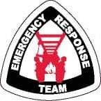 NMC - Emergency Response Team, Hard Hat Label - Diamond, Black & Red on White, 0.004" Thick, Indoor or Outdoor, Adhesive Backed, For Accident Prevention - Makers Industrial Supply