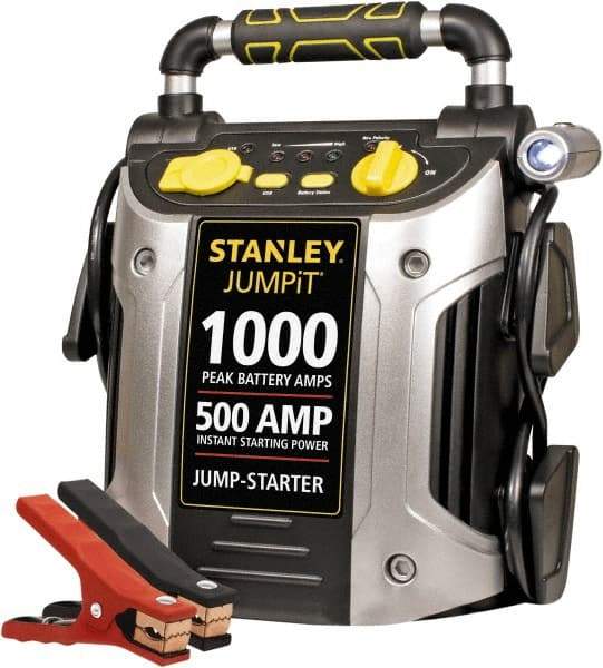 Stanley - 12 Volt Jump Starter with Inflator - 500 Amps, 1,000 Peak Amps - Makers Industrial Supply