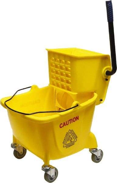 O-Cedar - 26 Qt Plastic Bucket & Wringer - 22" Long x 33" High x 14" Wide, Yellow - Makers Industrial Supply