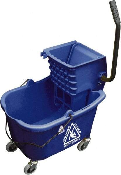 O-Cedar - 33 Qt Plastic Bucket & Wringer - 22" Long x 34" High x 15" Wide, Blue - Makers Industrial Supply