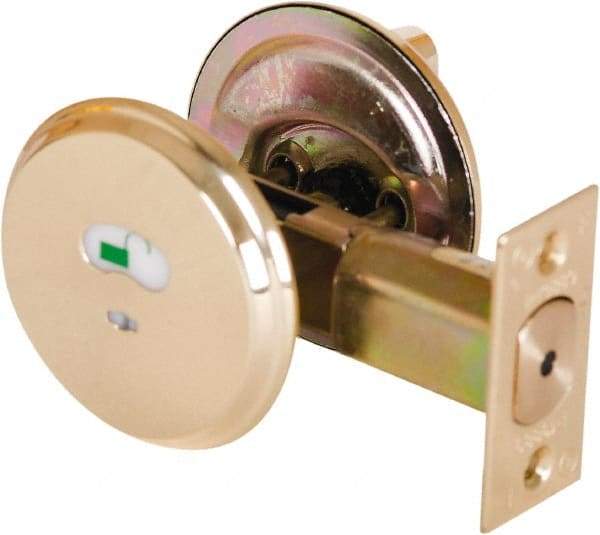 Stanley - 1-3/8 to 2" Door Thickness, Bright Chrome Finish, Occupancy Indicator Deadbolt - Nonhanded Handling, Push in Lever Override, Keyless Cylinder - Makers Industrial Supply