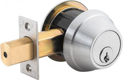 Stanley - 1-3/8 to 2" Door Thickness, Bright Brass Finish, Occupancy Indicator Deadbolt - Nonhanded Handling, Push in Lever Override, Keyless Cylinder - Makers Industrial Supply