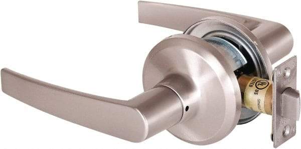 Stanley - Grade 2 Passage Lever Lockset - 2-3/8 & 2-3/4" Back Set, Keyless Cylinder, Brass Alloy, Satin Nickel Finish - Makers Industrial Supply