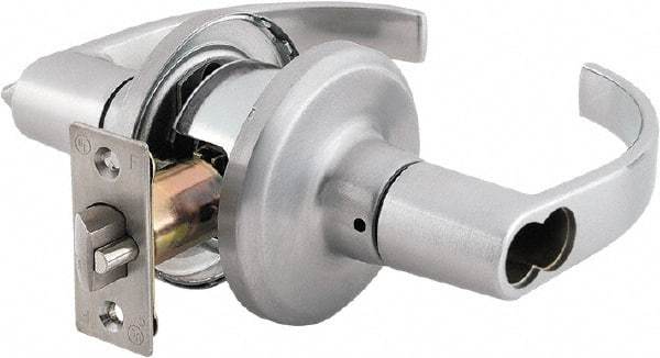 Stanley - Grade 2 Storeroom Lever Lockset - 2-3/8 & 2-3/4" Back Set, Brass Alloy, Satin Chrome Finish - Makers Industrial Supply