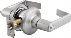 Stanley - Grade 2 Storeroom Lever Lockset - 2-3/8 & 2-3/4" Back Set, Brass Alloy, Satin Chrome Finish - Makers Industrial Supply