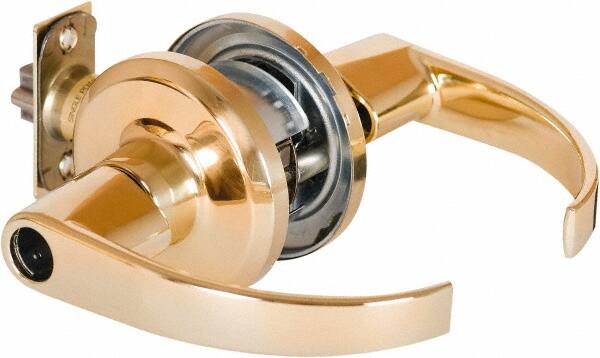 Stanley - Grade 2 Office Lever Lockset - 2-3/8 & 2-3/4" Back Set, Brass Alloy, Bright Brass Finish - Makers Industrial Supply