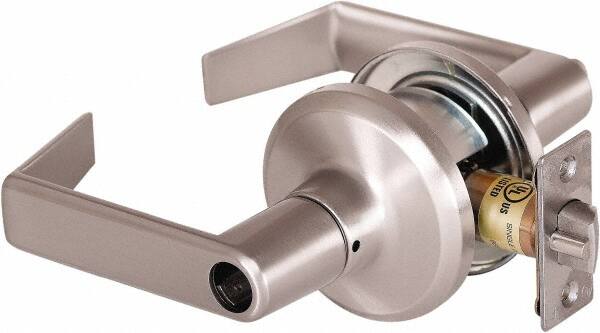 Stanley - Grade 2 Office Lever Lockset - 2-3/8 & 2-3/4" Back Set, Brass Alloy, Satin Nickel Finish - Makers Industrial Supply