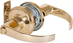 Stanley - Grade 2 Privacy Lever Lockset - 2-3/8 & 2-3/4" Back Set, Keyless Cylinder, Brass Alloy, Bright Brass Finish - Makers Industrial Supply