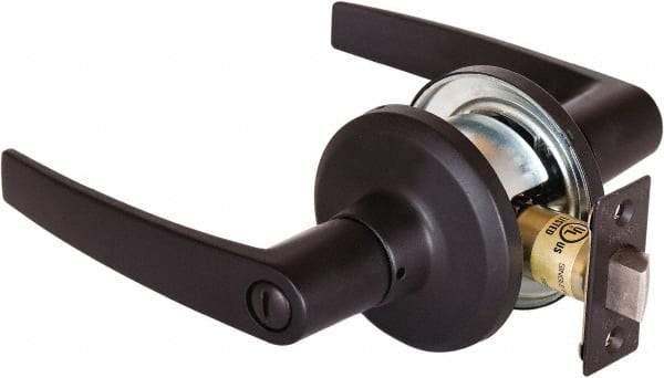 Stanley - Grade 2 Privacy Lever Lockset - 2-3/8 & 2-3/4" Back Set, Keyless Cylinder, Brass Alloy, Oil Rubbed Bronze Finish - Makers Industrial Supply