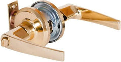 Stanley - Grade 2 Privacy Lever Lockset - 2-3/8 & 2-3/4" Back Set, Keyless Cylinder, Brass Alloy, Bright Brass Finish - Makers Industrial Supply