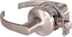 Stanley - Grade 2 Passage Lever Lockset - 2-3/8 & 2-3/4" Back Set, Keyless Cylinder, Brass Alloy, Satin Nickel Finish - Makers Industrial Supply