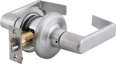 Stanley - Grade 2 Passage Lever Lockset - 2-3/8 & 2-3/4" Back Set, Keyless Cylinder, Brass Alloy, Satin Chrome Finish - Makers Industrial Supply