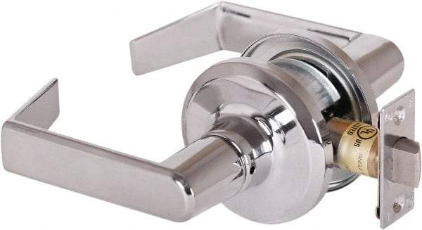 Stanley - Grade 2 Passage Lever Lockset - 2-3/8 & 2-3/4" Back Set, Keyless Cylinder, Brass Alloy, Bright Chrome Finish - Makers Industrial Supply