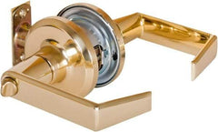 Stanley - Grade 2 Privacy Lever Lockset - 2-3/8 & 2-3/4" Back Set, Keyless Cylinder, Brass Alloy, Bright Brass Finish - Makers Industrial Supply