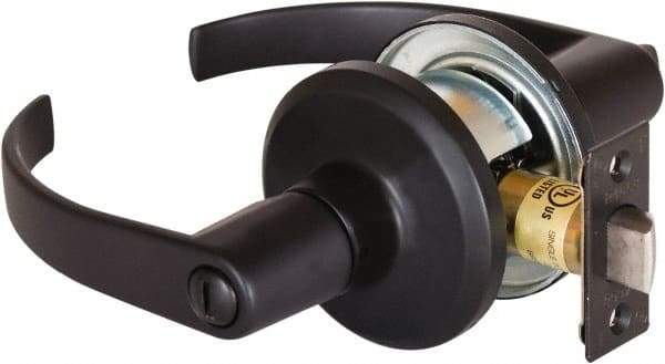 Stanley - Grade 2 Privacy Lever Lockset - 2-3/8 & 2-3/4" Back Set, Keyless Cylinder, Brass Alloy, Oil Rubbed Bronze Finish - Makers Industrial Supply