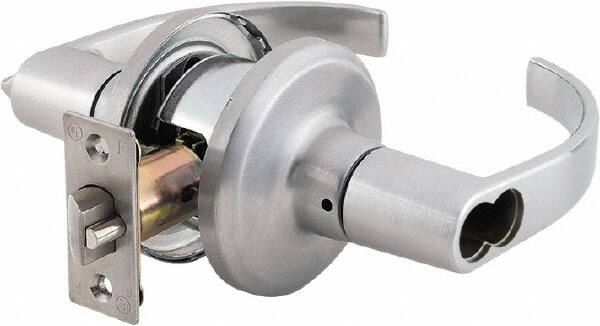 Stanley - Grade 2 Office Lever Lockset - 2-3/8 & 2-3/4" Back Set, Brass Alloy, Satin Chrome Finish - Makers Industrial Supply