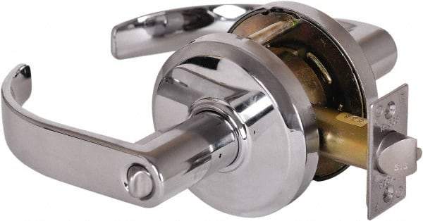 Stanley - Grade 2 Entrance Lever Lockset - 2-3/4" Back Set, Key In Lever Cylinder, Brass Alloy, Bright Chrome Finish - Makers Industrial Supply