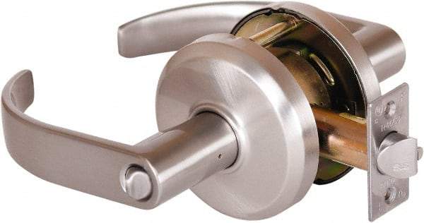 Stanley - Grade 2 Entrance Lever Lockset - 2-3/4" Back Set, Key In Lever Cylinder, Brass Alloy, Nickel Finish - Makers Industrial Supply