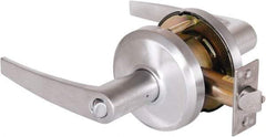 Stanley - Grade 2 Entrance Lever Lockset - 2-3/4" Back Set, Key In Lever Cylinder, Brass Alloy, Satin Chrome Finish - Makers Industrial Supply