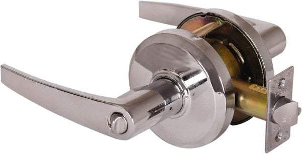 Stanley - Grade 2 Entrance Lever Lockset - 2-3/4" Back Set, Key In Lever Cylinder, Brass Alloy, Bright Chrome Finish - Makers Industrial Supply