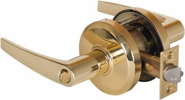 Stanley - Grade 2 Entrance Lever Lockset - 2-3/4" Back Set, Key In Lever Cylinder, Brass Alloy, Bright Brass Finish - Makers Industrial Supply