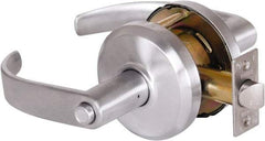 Stanley - Grade 2 Privacy Lever Lockset - 2-3/4" Back Set, Keyless Cylinder, Brass Alloy, Satin Chrome Finish - Makers Industrial Supply