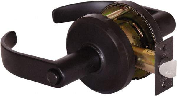 Stanley - Grade 2 Privacy Lever Lockset - 2-3/4" Back Set, Keyless Cylinder, Brass Alloy, Oil Rubbed Bronze Finish - Makers Industrial Supply