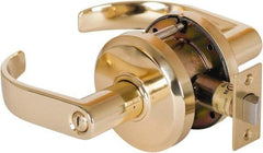 Stanley - Grade 2 Privacy Lever Lockset - 2-3/4" Back Set, Keyless Cylinder, Brass Alloy, Bright Brass Finish - Makers Industrial Supply