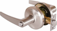 Stanley - Grade 2 Privacy Lever Lockset - 2-3/4" Back Set, Keyless Cylinder, Brass Alloy, Nickel Finish - Makers Industrial Supply