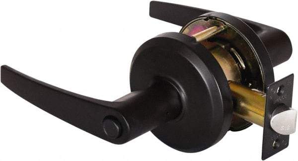 Stanley - Grade 2 Privacy Lever Lockset - 2-3/4" Back Set, Keyless Cylinder, Brass Alloy, Oil Rubbed Bronze Finish - Makers Industrial Supply