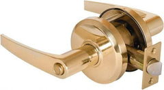 Stanley - Grade 2 Privacy Lever Lockset - 2-3/4" Back Set, Keyless Cylinder, Brass Alloy, Bright Brass Finish - Makers Industrial Supply