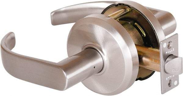 Stanley - Grade 2 Passage Lever Lockset - 2-3/4" Back Set, Keyless Cylinder, Brass Alloy, Nickel Finish - Makers Industrial Supply